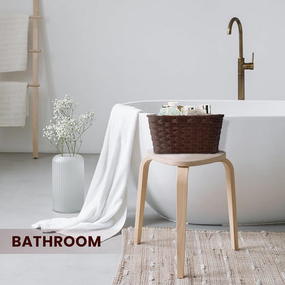 Large Wicker Storage Basket, Metal Frame, Set of 2, Washable Waterproof, 15" x 10.3" x 5.2", Brown Color, Woven Basket for Pantry, Toilet, Bathroom, Bedroom, Patio