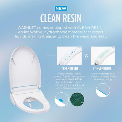 ® WASHLET® S2 Electronic Bidet Toilet Seat with Instantaneous Water Heating, PREMIST and EWATER+ Wand Cleaning, Round, Cotton White - SW3345#01