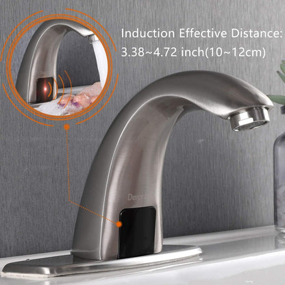 Touchless Bathroom Faucet with Automatic Sensor Function | Bathroom Sink Faucet with Hole Cover Plate, Chrome