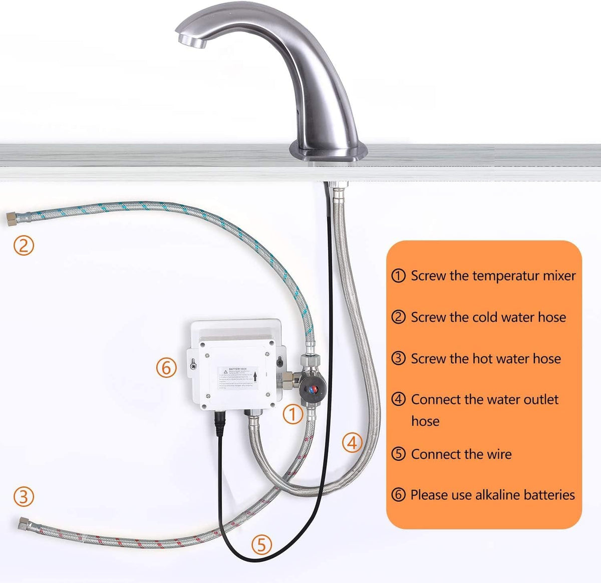 Touchless Bathroom Faucet with Automatic Sensor Function | Bathroom Sink Faucet with Hole Cover Plate, Chrome