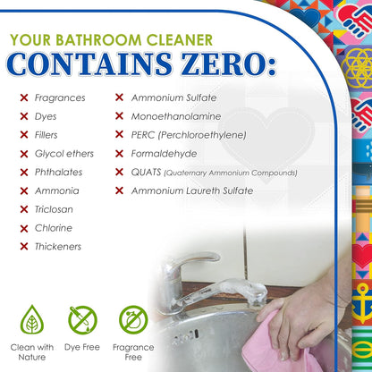 Truly Free All Natural Non-Toxic Bathroom Cleaner Spray Kit, Organic Bath & Tile Cleaning Solution for Toilet, Sink, Tub & Shower, 16 oz Reusable Empty Bottle + Two Fills, 3 oz ea.