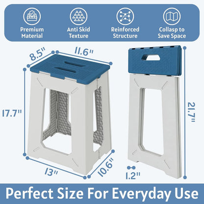 Folding Shower Chair for Inside Shower - 17.7" Heighten Non-Slip Foldable Shower Seat with Handle - 330lbs Safety Waterproof Folding Shower Stool - Fold Up Bath Bench for Elderly, Handicap & Disabled