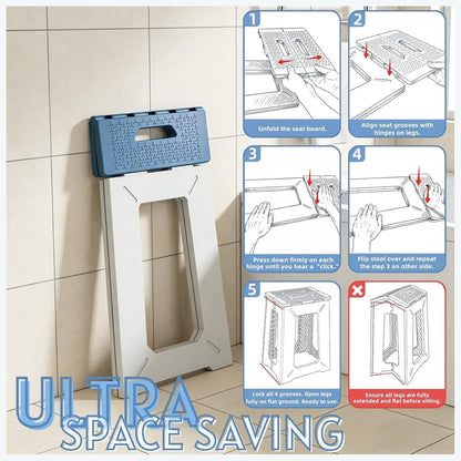 Folding Shower Chair for Inside Shower - 17.7" Heighten Non-Slip Foldable Shower Seat with Handle - 330lbs Safety Waterproof Folding Shower Stool - Fold Up Bath Bench for Elderly, Handicap & Disabled