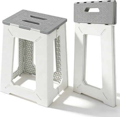 Folding Shower Chair for Inside Shower - 17.7" Heighten Non-Slip Foldable Shower Seat with Handle - 330lbs Safety Waterproof Folding Shower Stool - Fold Up Bath Bench for Elderly, Handicap & Disabled