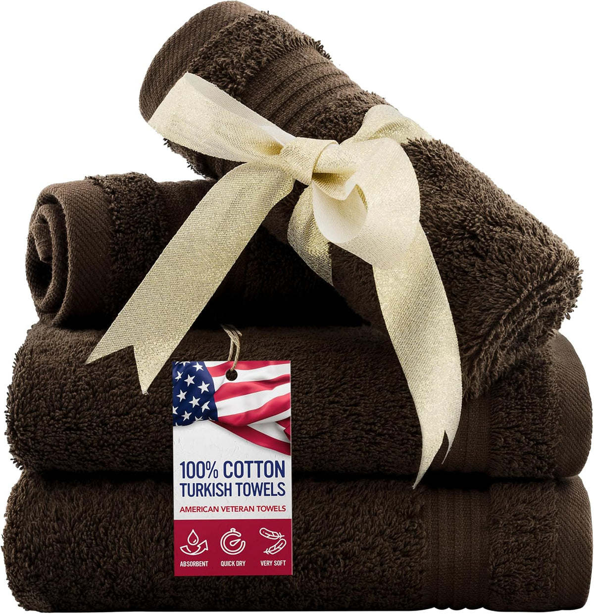 100% Cotton Turkish Bath Towels for Bathroom 4 Pack, 27x54 Extra Large Premium Soft Drying Bathroom Towels, Navy Blue