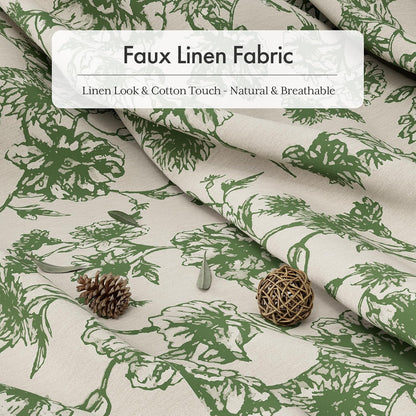 Boho Shower Curtain, Modern Farmhouse Shower Curtain Set with Tassels, Rustic Faux Linen Green Striped Shower Curtain with Hooks, Light Tan Toned, 72x72 Inches