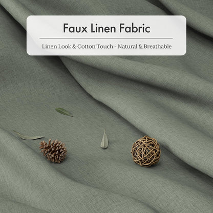 Boho Shower Curtain, Modern Farmhouse Shower Curtain Set with Tassels, Rustic Faux Linen Green Striped Shower Curtain with Hooks, Light Tan Toned, 72x72 Inches