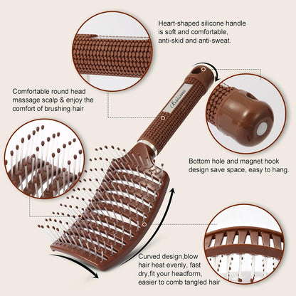 Hair Brush, Curved Vented Detangler Brush Faster Blow Drying for Women, Men
