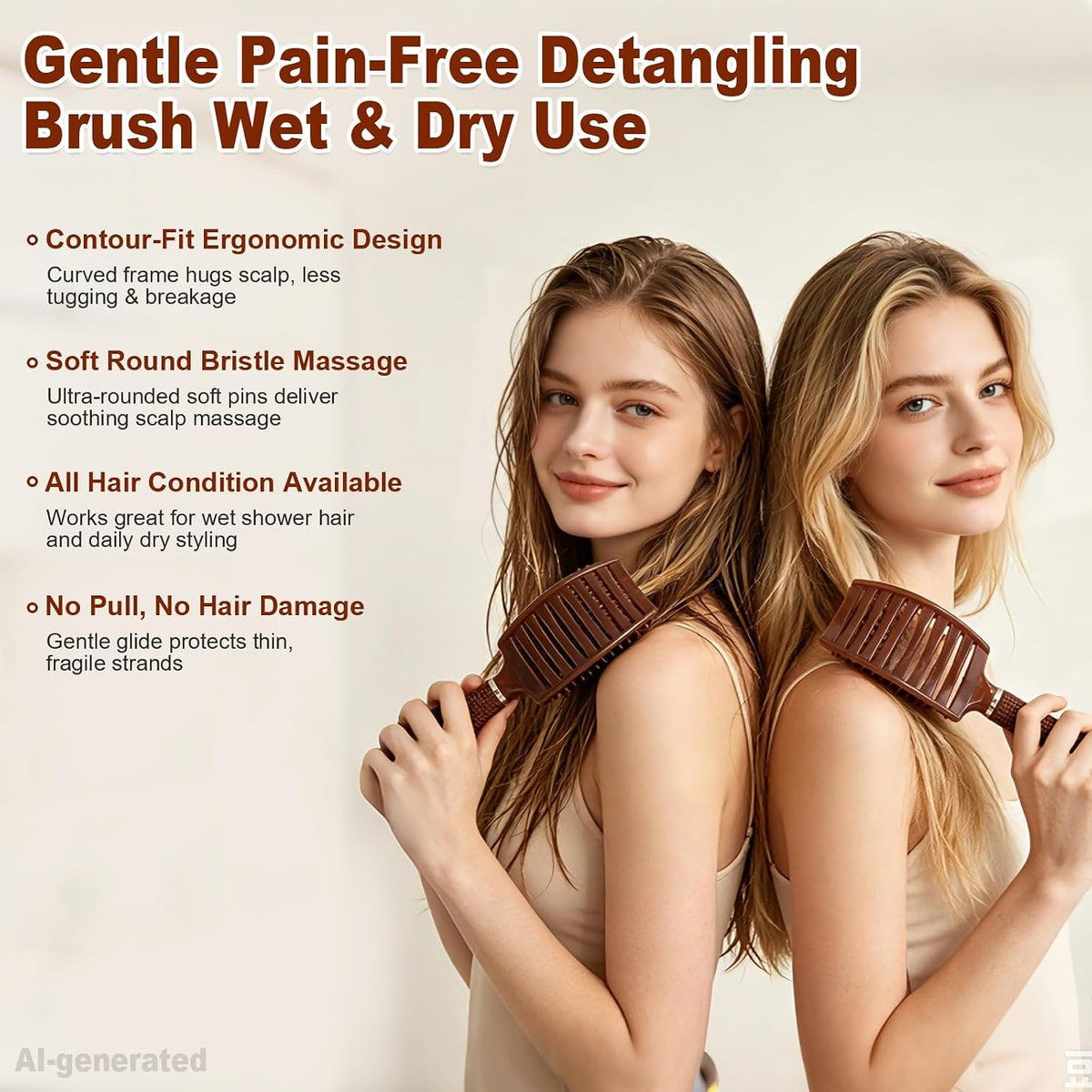 Hair Brush, Curved Vented Detangler Brush Faster Blow Drying for Women, Men