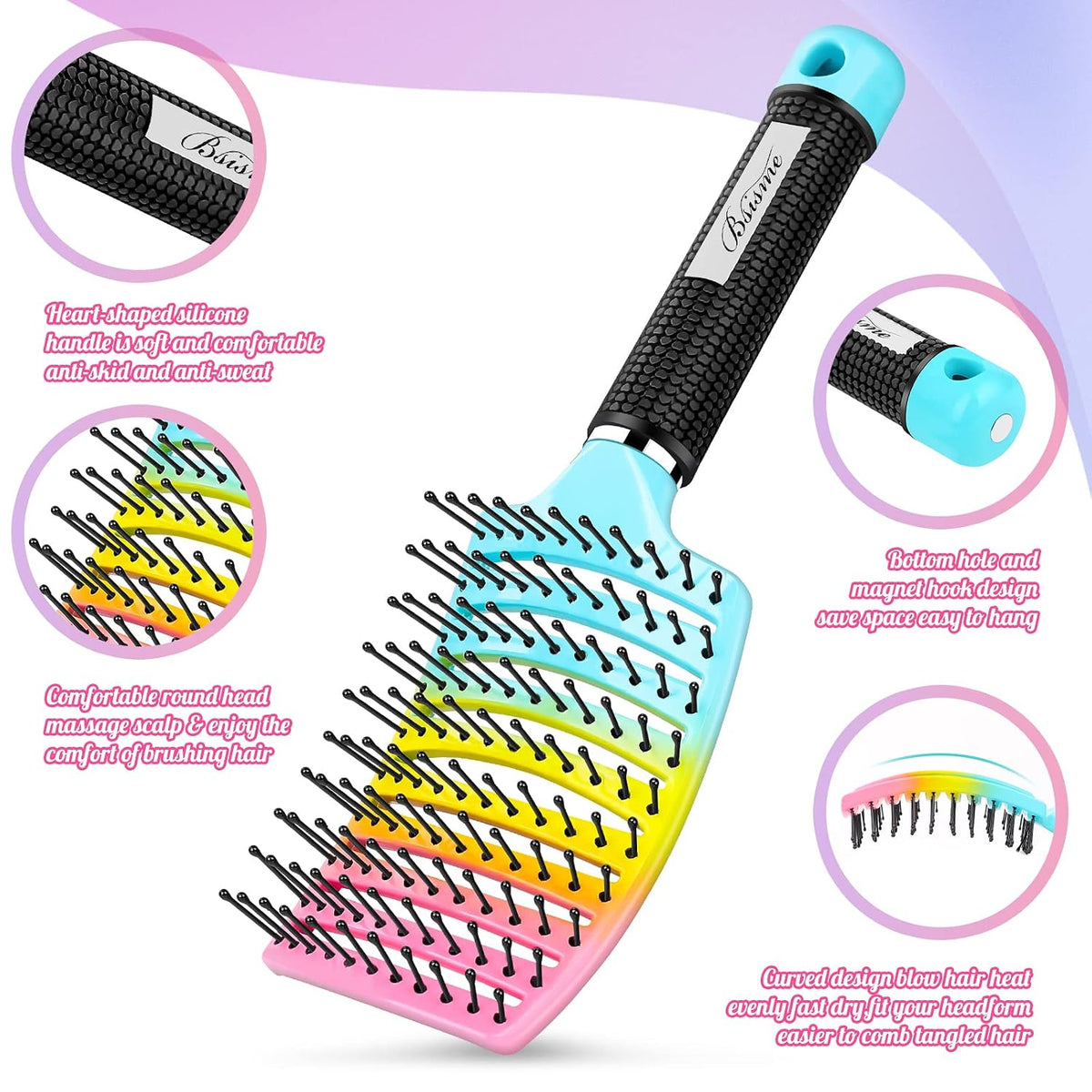 Hair Brush, Curved Vented Detangler Brush Faster Blow Drying for Women, Men