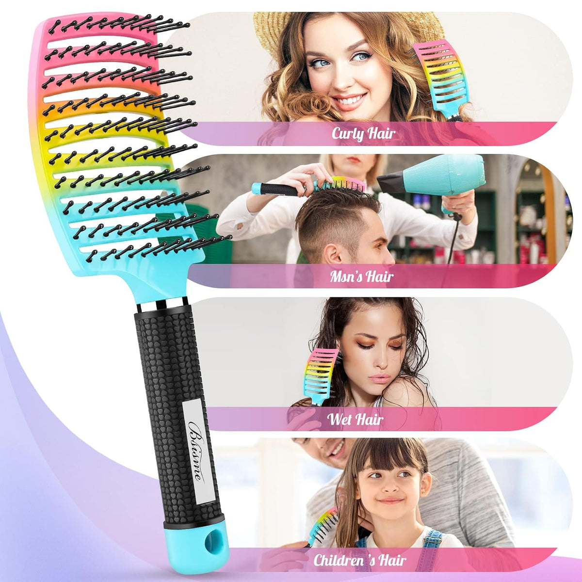 Hair Brush, Curved Vented Detangler Brush Faster Blow Drying for Women, Men