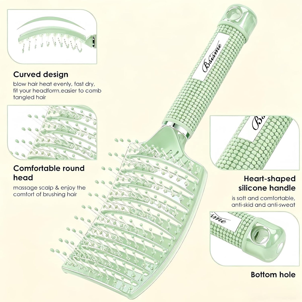 Hair Brush, Curved Vented Detangler Brush Faster Blow Drying for Women, Men