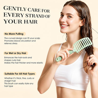 Hair Brush, Curved Vented Detangler Brush Faster Blow Drying for Women, Men