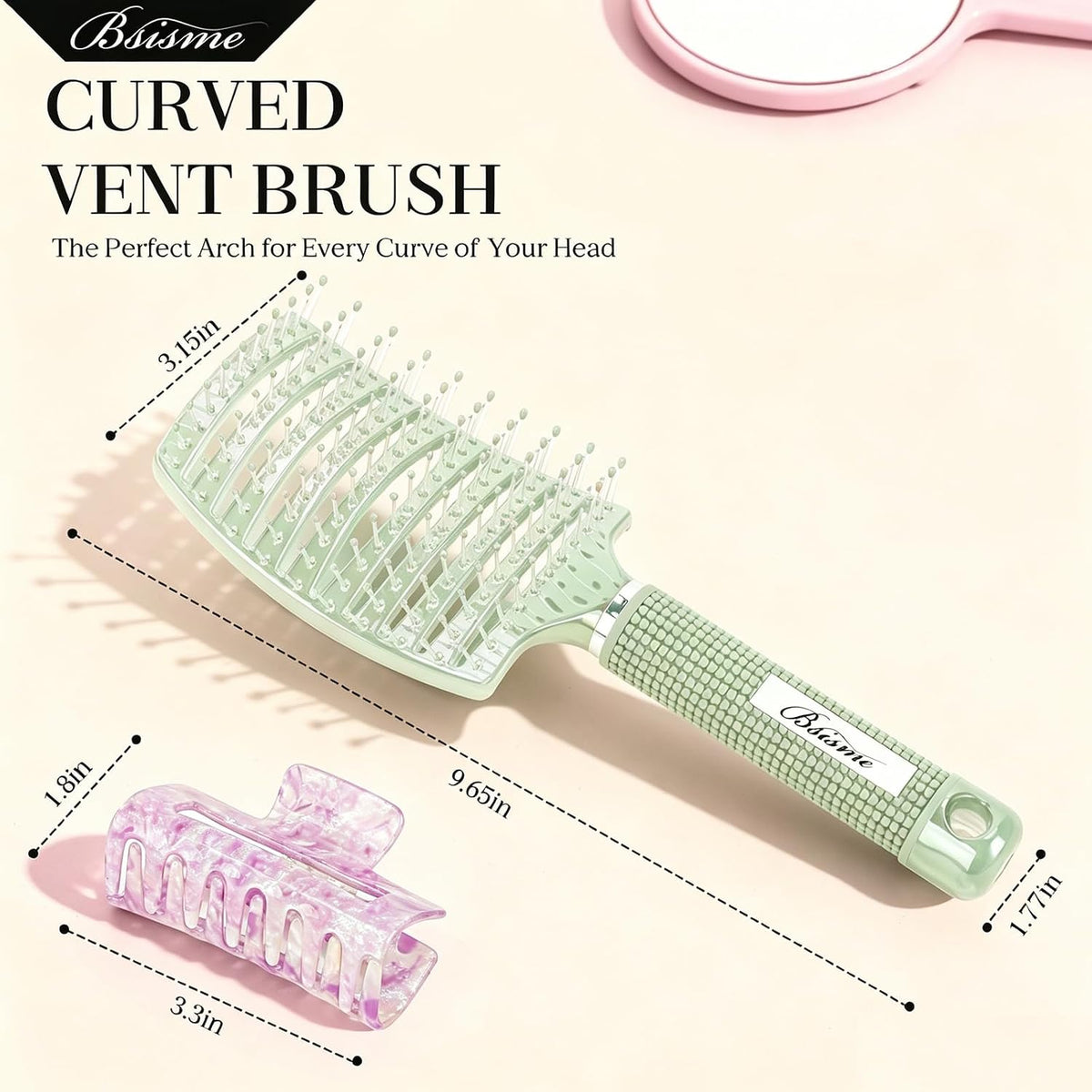 Hair Brush, Curved Vented Detangler Brush Faster Blow Drying for Women, Men
