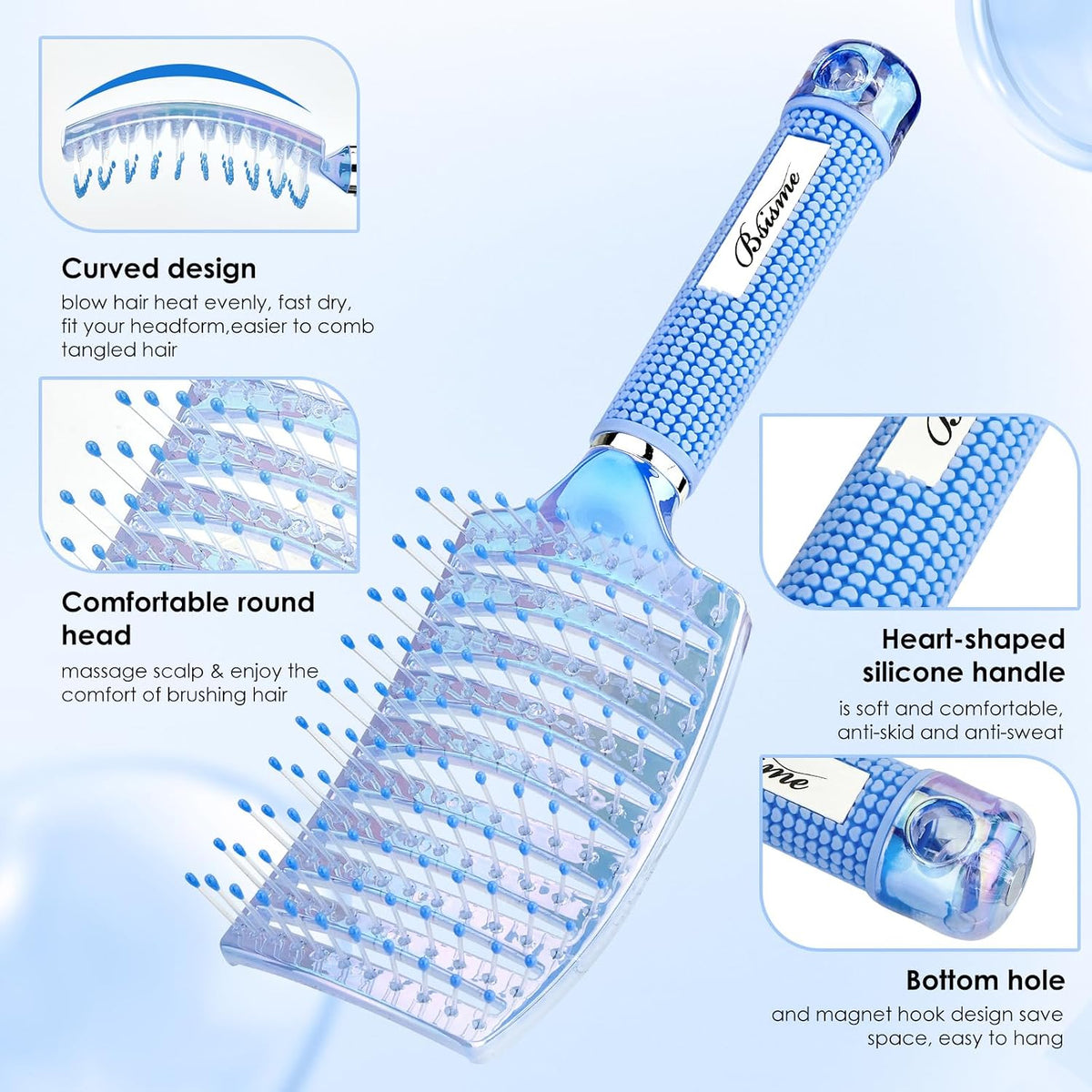 Hair Brush, Curved Vented Detangler Brush Faster Blow Drying for Women, Men