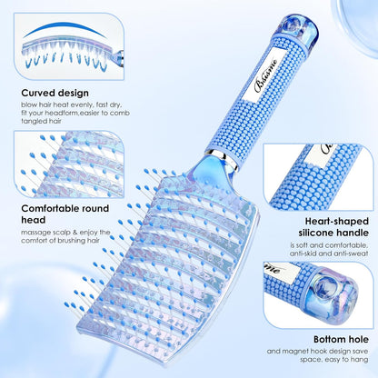 Hair Brush, Curved Vented Detangler Brush Faster Blow Drying for Women, Men
