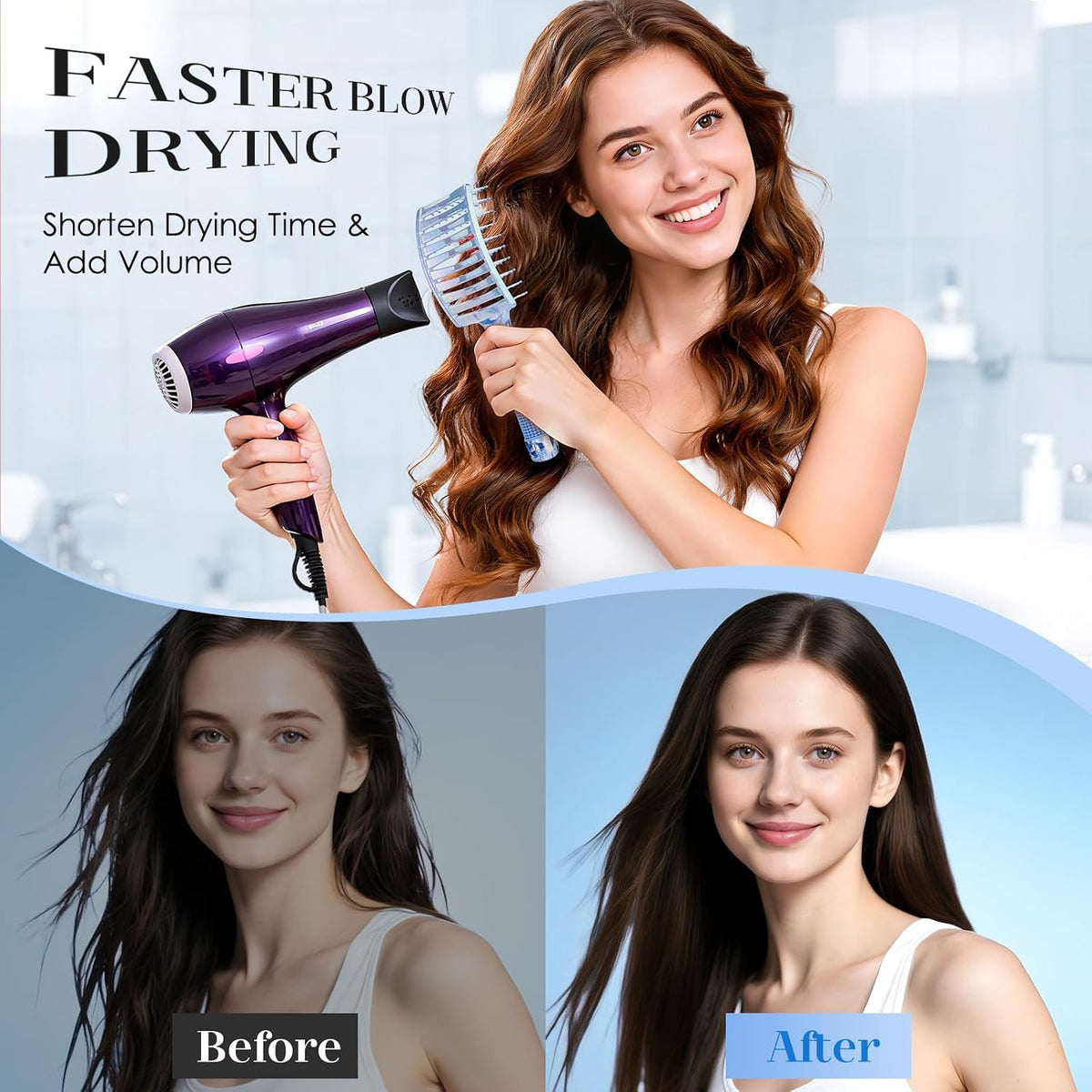 Hair Brush, Curved Vented Detangler Brush Faster Blow Drying for Women, Men