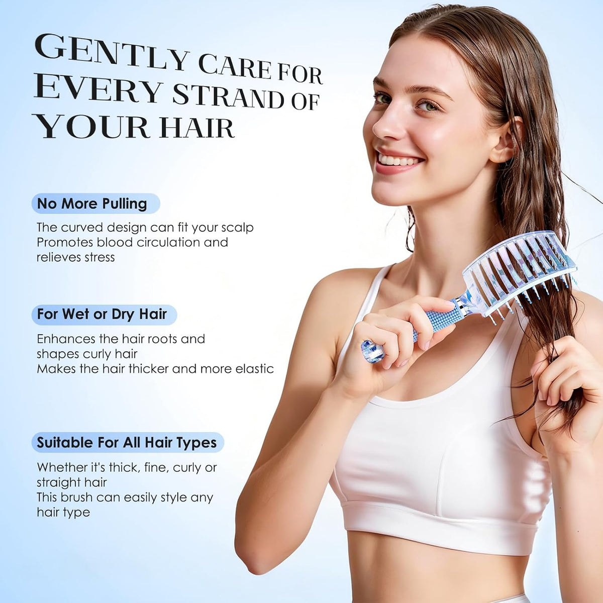 Hair Brush, Curved Vented Detangler Brush Faster Blow Drying for Women, Men