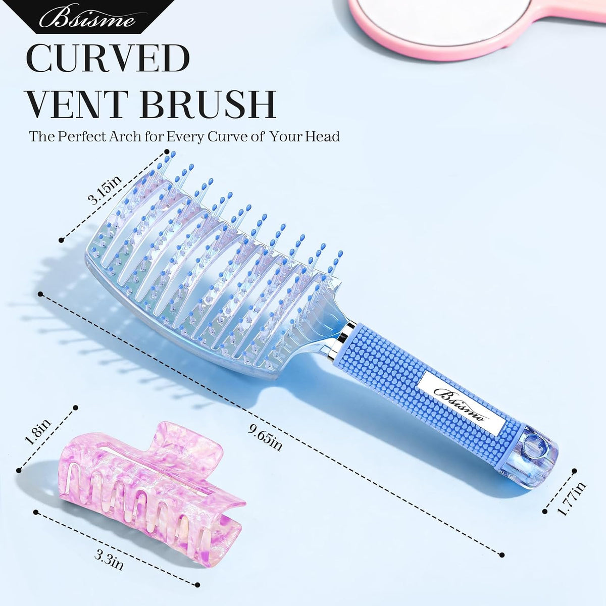 Hair Brush, Curved Vented Detangler Brush Faster Blow Drying for Women, Men
