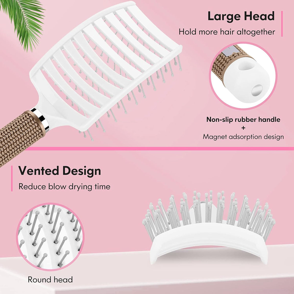 Hair Brush, Curved Vented Detangler Brush Faster Blow Drying for Women, Men