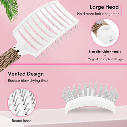 Hair Brush, Curved Vented Detangler Brush Faster Blow Drying for Women, Men