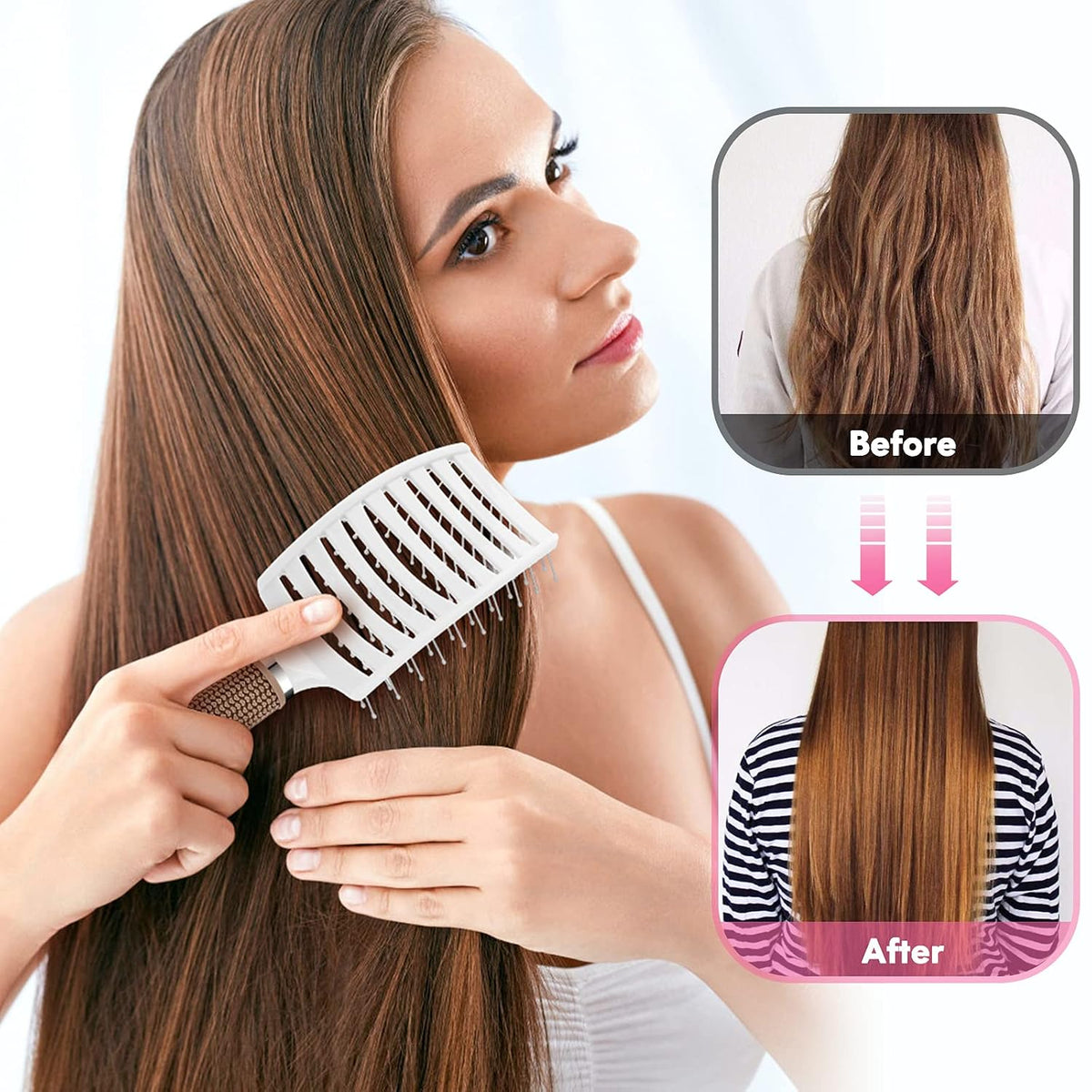 Hair Brush, Curved Vented Detangler Brush Faster Blow Drying for Women, Men