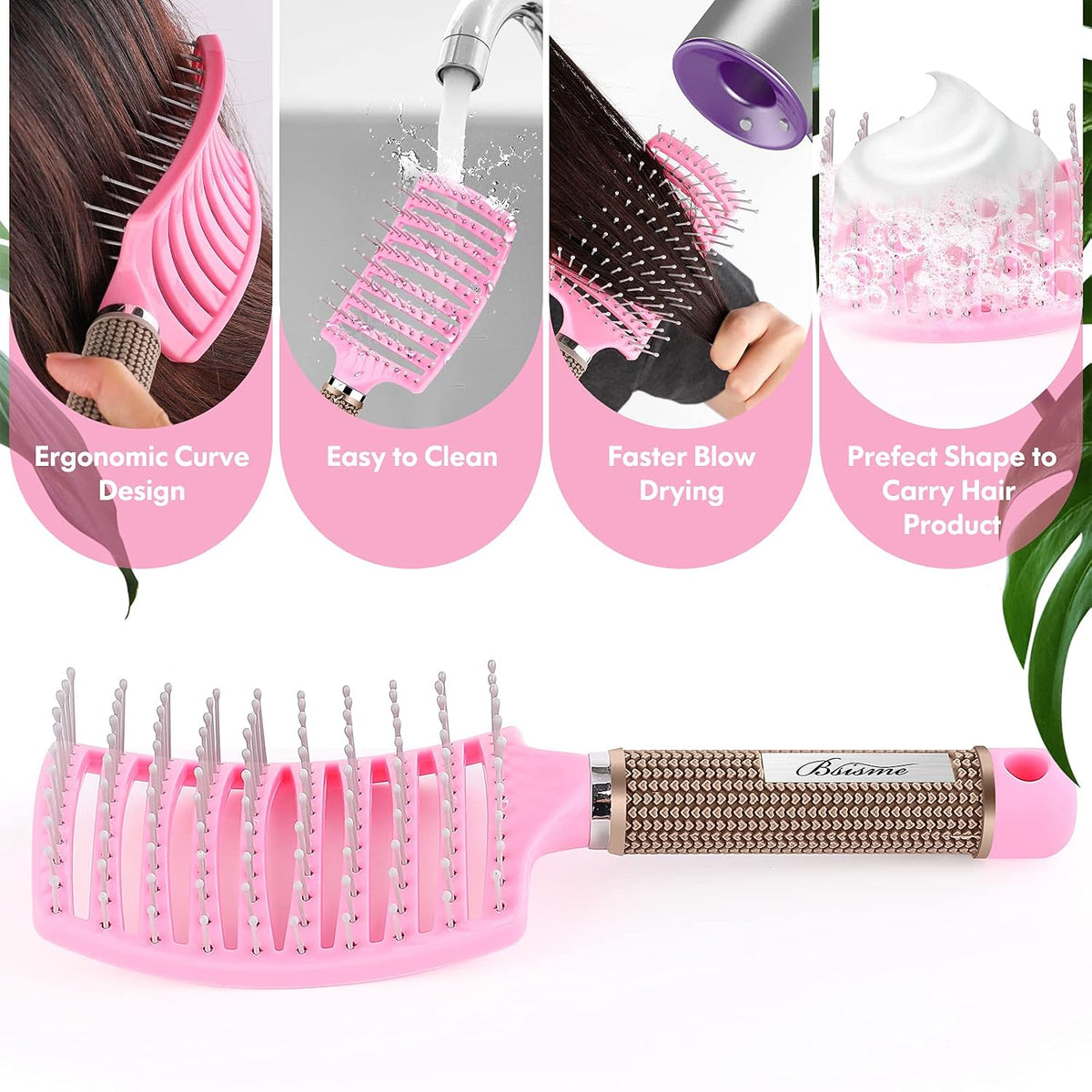 Hair Brush, Curved Vented Detangler Brush Faster Blow Drying for Women, Men