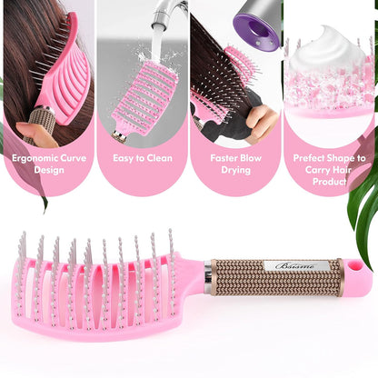 Hair Brush, Curved Vented Detangler Brush Faster Blow Drying for Women, Men