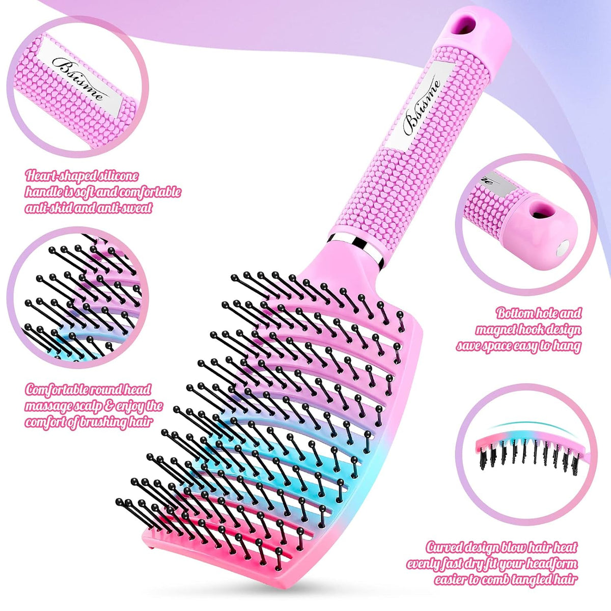Hair Brush, Curved Vented Detangler Brush Faster Blow Drying for Women, Men