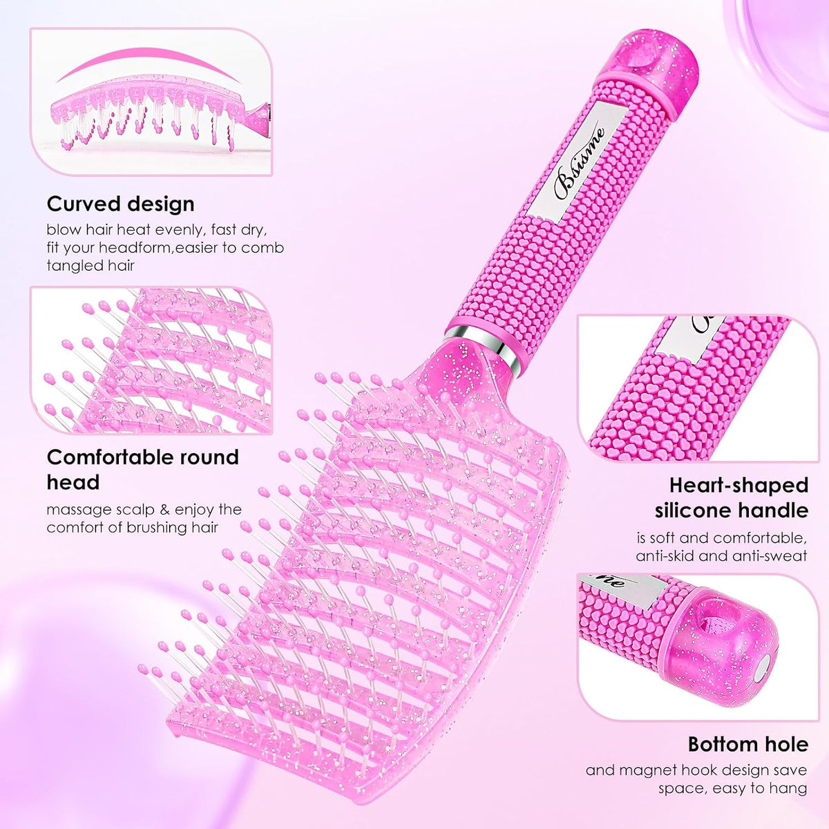 Hair Brush, Curved Vented Detangler Brush Faster Blow Drying for Women, Men