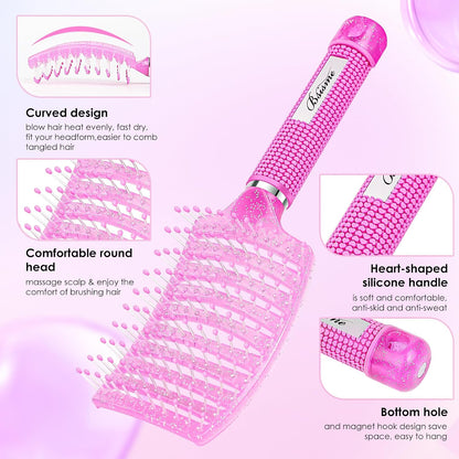 Hair Brush, Curved Vented Detangler Brush Faster Blow Drying for Women, Men