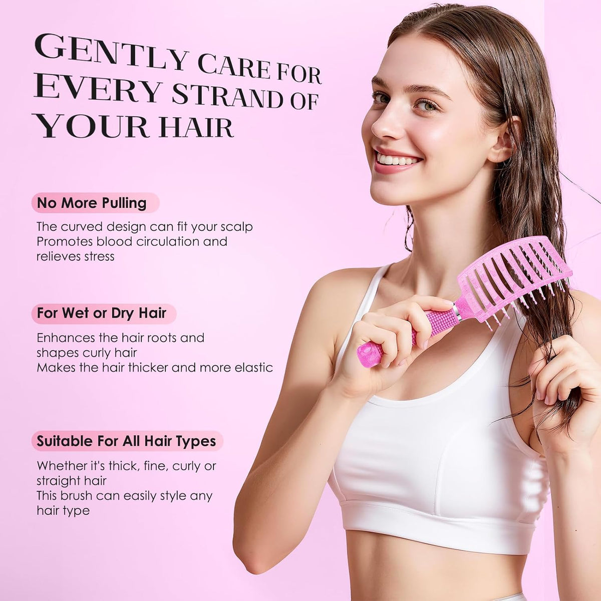 Hair Brush, Curved Vented Detangler Brush Faster Blow Drying for Women, Men