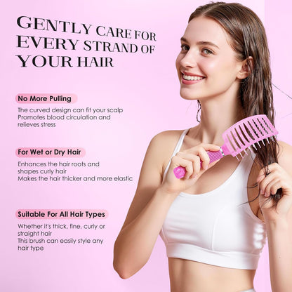 Hair Brush, Curved Vented Detangler Brush Faster Blow Drying for Women, Men