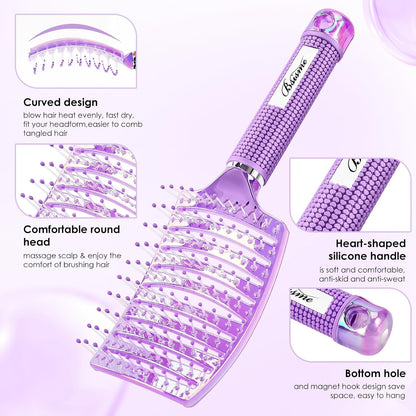 Hair Brush, Curved Vented Detangler Brush Faster Blow Drying for Women, Men