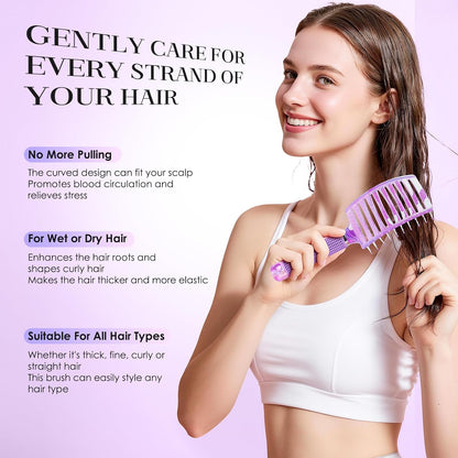 Hair Brush, Curved Vented Detangler Brush Faster Blow Drying for Women, Men
