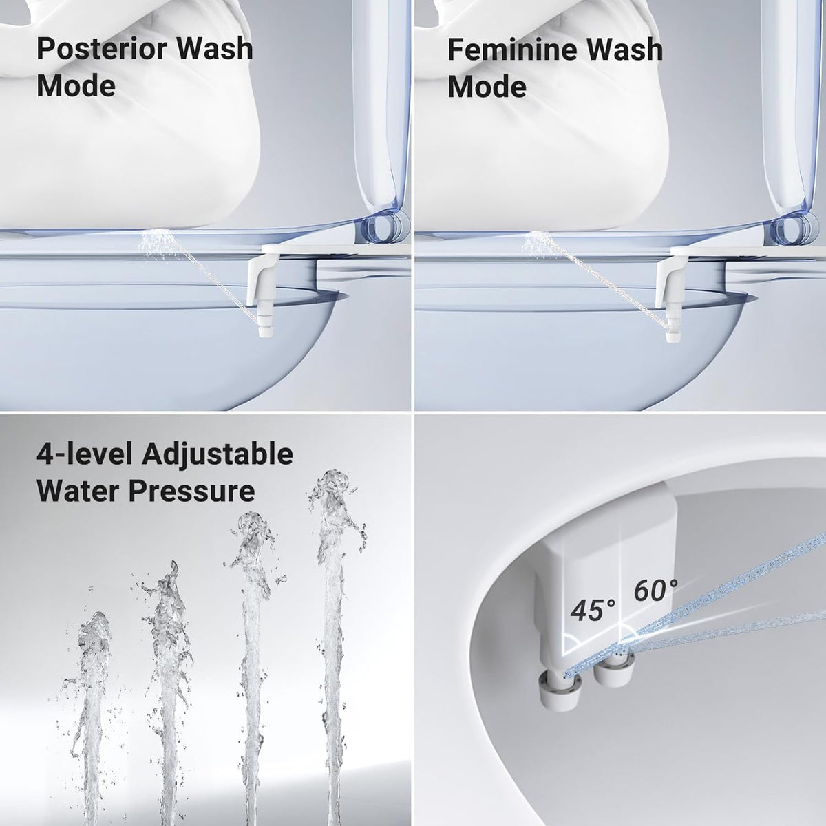Bidet Attachment for Toilet Seat Sprayer - Non Electric Dual Nozzle with Cold Water - Self Cleaning Toilets Bathroom Spray for Butt Wash - Easy Slim Adjustable Pressure Control Rv Bidets