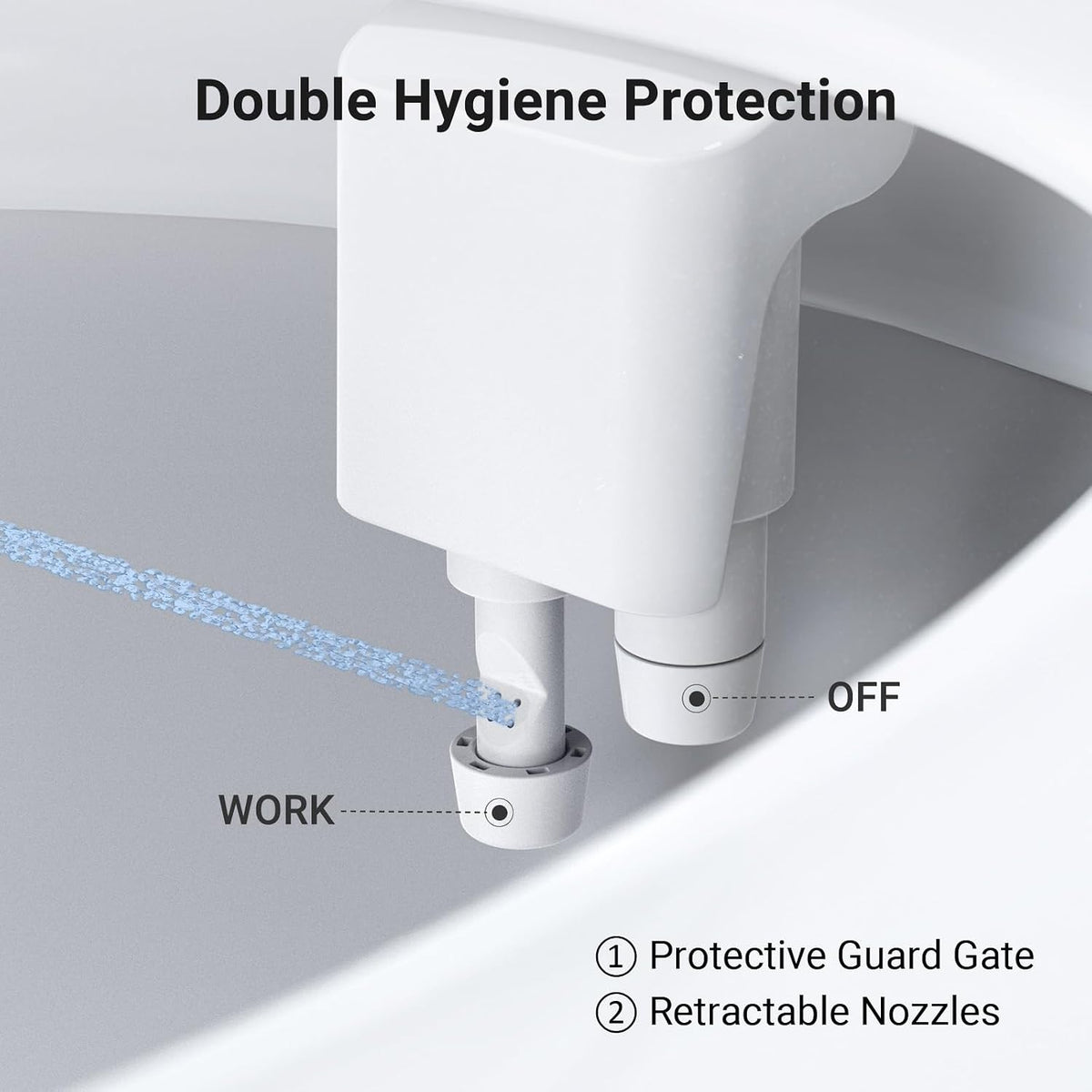 Bidet Attachment for Toilet Seat Sprayer - Non Electric Dual Nozzle with Cold Water - Self Cleaning Toilets Bathroom Spray for Butt Wash - Easy Slim Adjustable Pressure Control Rv Bidets