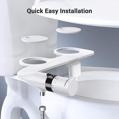 Bidet Attachment for Toilet Seat Sprayer - Non Electric Dual Nozzle with Cold Water - Self Cleaning Toilets Bathroom Spray for Butt Wash - Easy Slim Adjustable Pressure Control Rv Bidets
