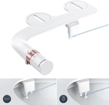 Bidet Attachment for Toilet Seat Sprayer - Non Electric Dual Nozzle with Cold Water - Self Cleaning Toilets Bathroom Spray for Butt Wash - Easy Slim Adjustable Pressure Control Rv Bidets