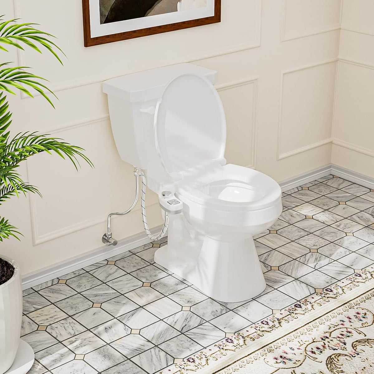 Bidet Attachment for Toilet, Dual Nozzle (Frontal and Rear Wash) Non-Electric Fresh Water Toilet Seat Attachment with Nozzle Self Cleaning, Adjustable Water Pressure(Chrome Silver)