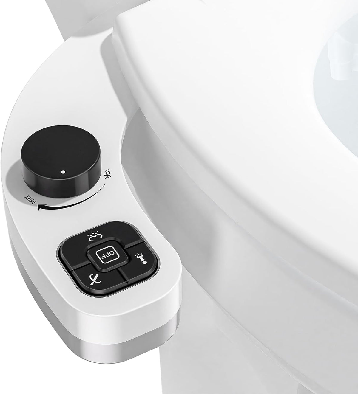 Bidet Attachment for Toilet, Dual Nozzle (Frontal and Rear Wash) Non-Electric Fresh Water Toilet Seat Attachment with Nozzle Self Cleaning, Adjustable Water Pressure(Chrome Silver)