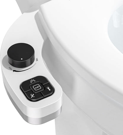 Bidet Attachment for Toilet, Dual Nozzle (Frontal and Rear Wash) Non-Electric Fresh Water Toilet Seat Attachment with Nozzle Self Cleaning, Adjustable Water Pressure(Chrome Silver)