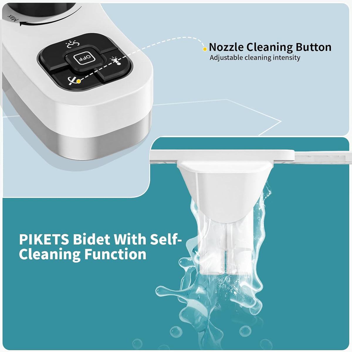 Bidet Attachment for Toilet, Dual Nozzle (Frontal and Rear Wash) Non-Electric Fresh Water Toilet Seat Attachment with Nozzle Self Cleaning, Adjustable Water Pressure(Chrome Silver)