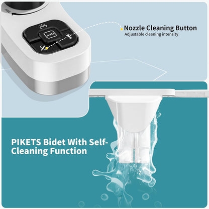 Bidet Attachment for Toilet, Dual Nozzle (Frontal and Rear Wash) Non-Electric Fresh Water Toilet Seat Attachment with Nozzle Self Cleaning, Adjustable Water Pressure(Chrome Silver)