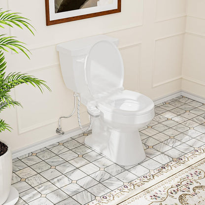 Bidet Attachment for Toilet, Dual Nozzle (Frontal and Rear Wash) Non-Electric Fresh Water Toilet Seat Attachment with Nozzle Self Cleaning, Adjustable Water Pressure(Chrome Silver)