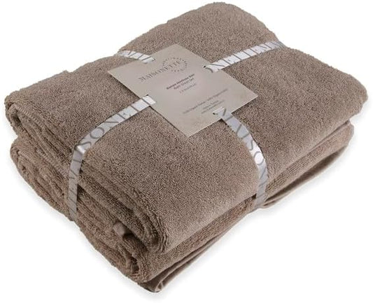 Elegance 100% Organic Cotton Turkish Bath Towels, Soft & Absorbent, Ideal Quick Dry Large Luxury Bathroom Towel Set for Shower (30" x 58", 2 Pack) - Light Beige (Natural)