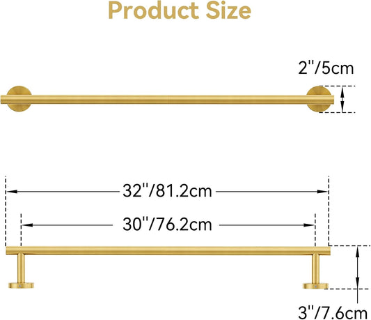 Brushed Nickel Towel Bar, 30 Inch Towel Rack for Bathroom Wall-Mounted | SUS304 Stainless Steel Towel Holder Towel Rod for Bathroom, Shower, Kitchen (Total Length 32 Inch)