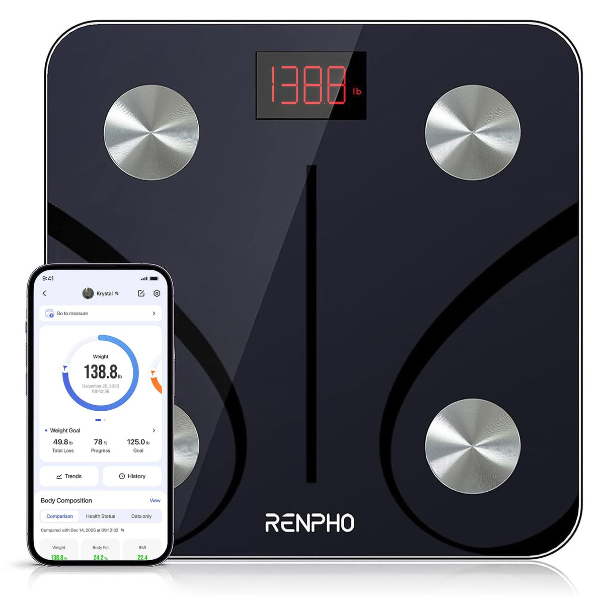 Smart Scale for Body Weight, BMI & Body Fat, 13 Metrics, Elis 1