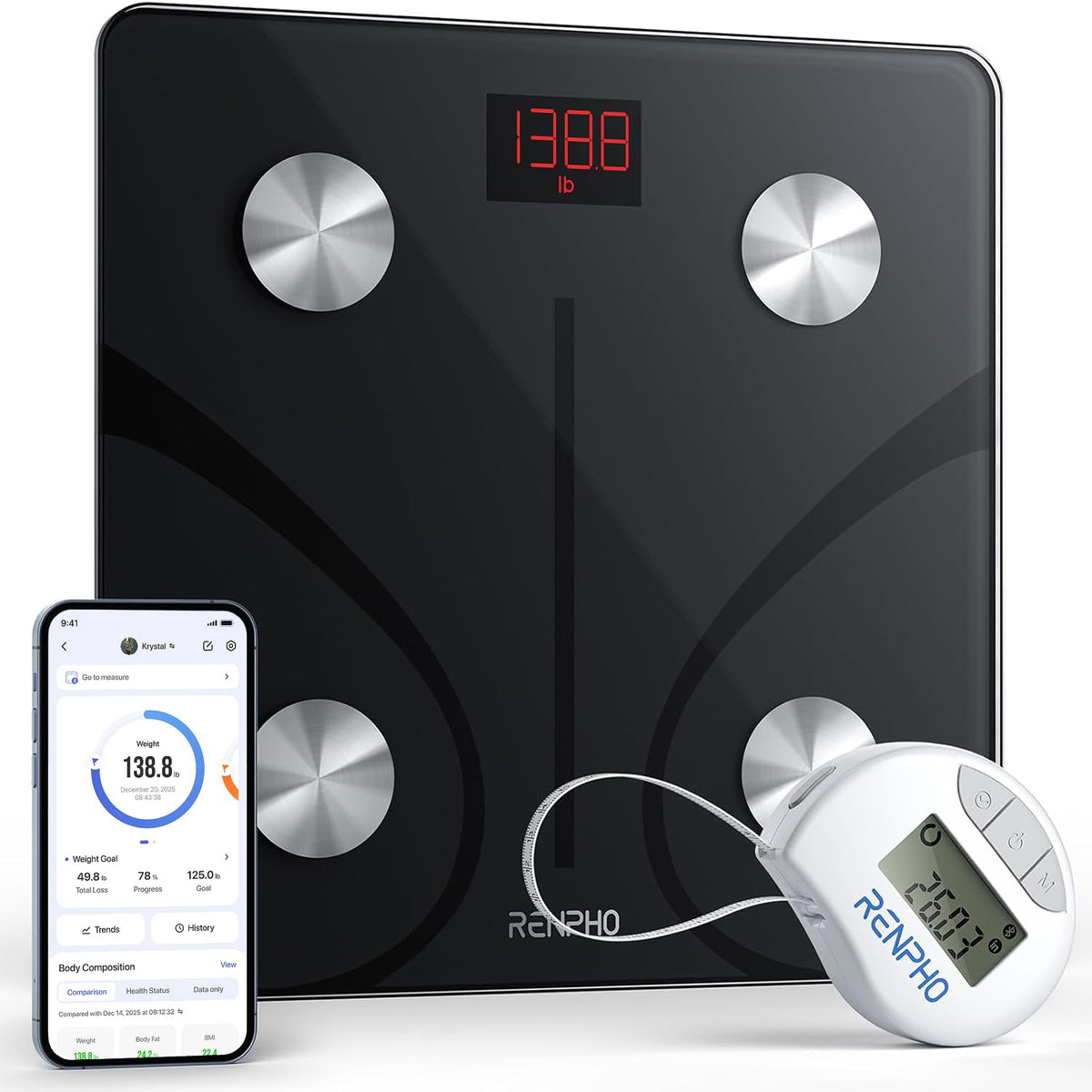 Smart Scale for Body Weight, BMI & Body Fat, 13 Metrics, Elis 1