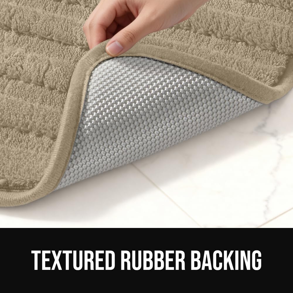 Memory Foam Bathroom Rugs, Absorbent Bath Mat, 24x16 Beige